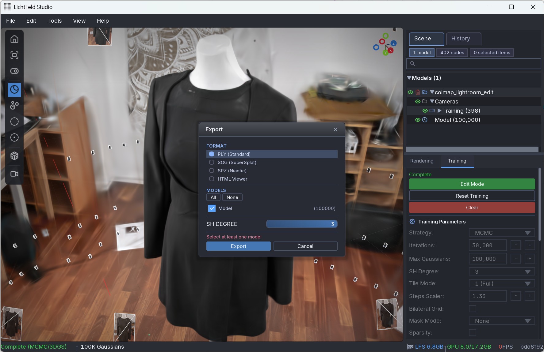 LichtFeld Studio export formats