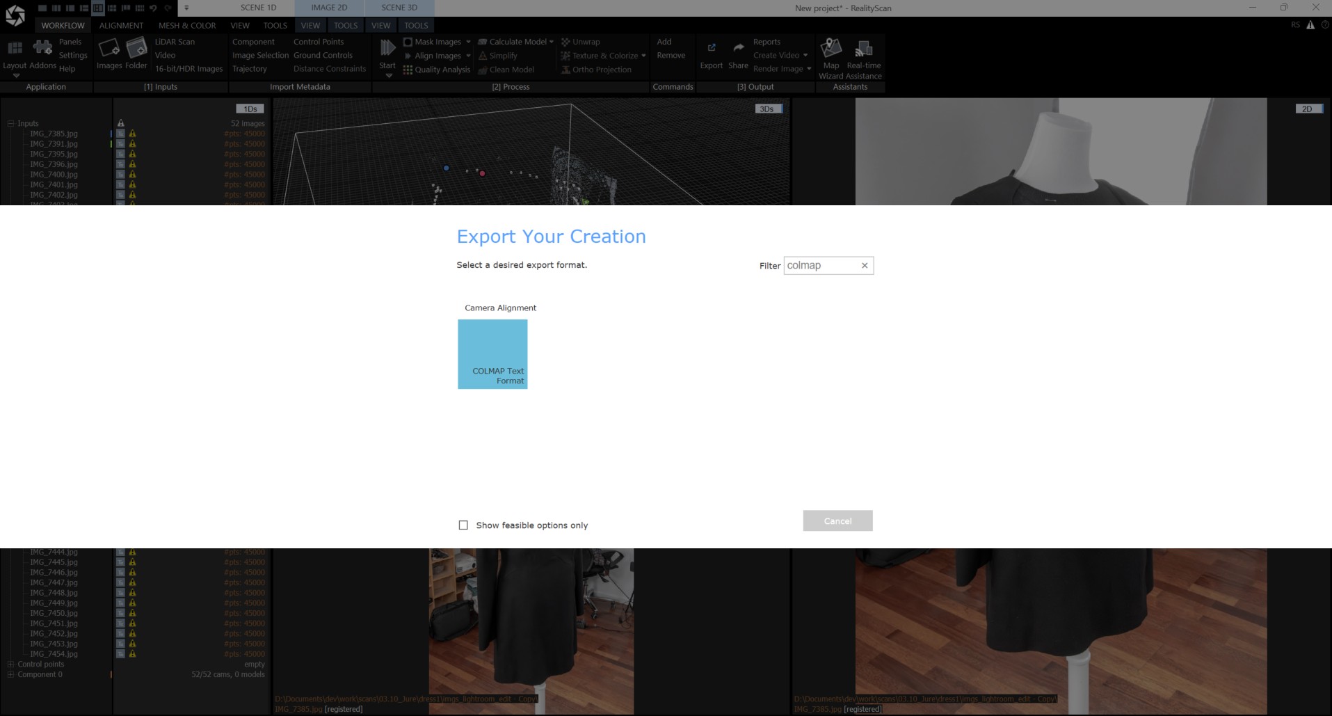 RealityScan COLMAP export